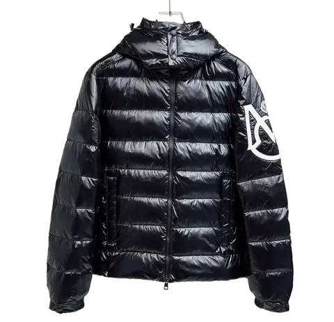 Moncler Quilted Jacket - Black Big Logo Sleeve
