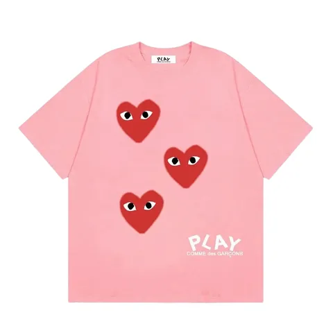 CDG Play Tee - Pink Triple Heart
