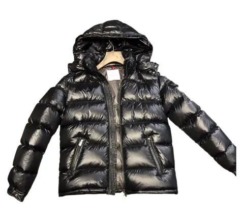 Moncler Down Jacket - Black Glossy Hooded
