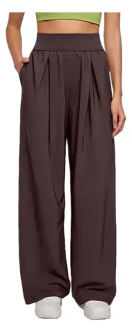 Alo Pants - Brown Pleated Wide-Leg