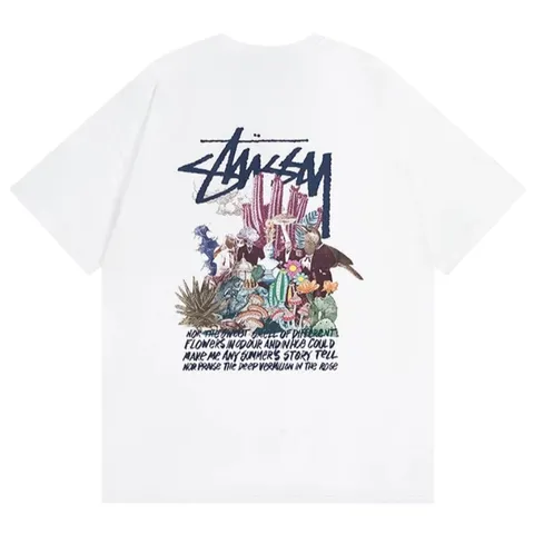Stussy Tee - White Floral Crown
