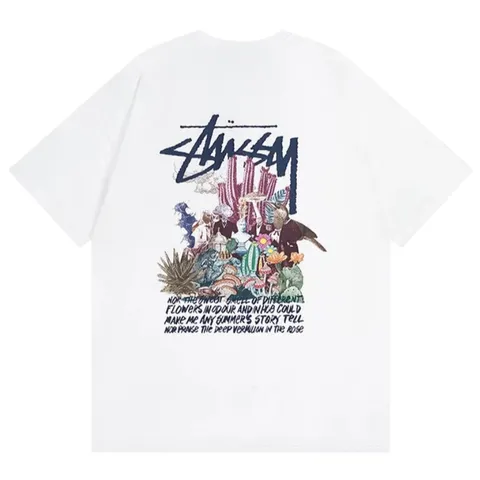 Stussy Tee - White Floral Crown