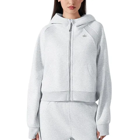 Alo Hoodie - Light Grey Zip Hoodie