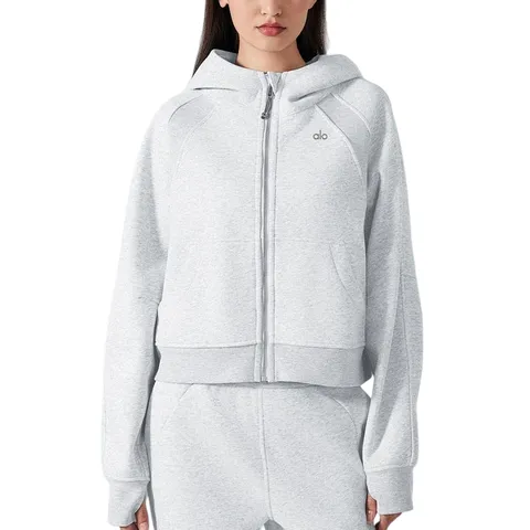 Alo Hoodie - Light Grey Zip Hoodie