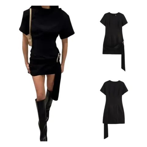 Zara Dress - Black Draped Mini
