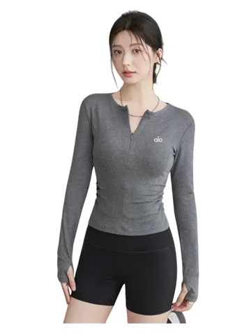 Alo Long Tee - Charcoal V-Neck