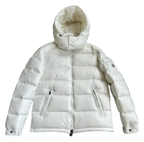 Moncler Down Jacket - White Glossy Hooded