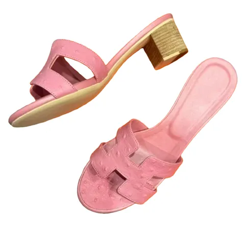 Hermes Slippers - Pink Heel Sandal