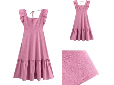 Zara Dress - Pink Ruffle Midi