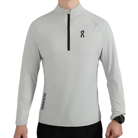 On Running Long Tee - Grey Half-Zip