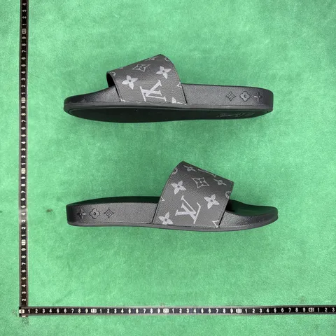 Louis Vuitton Waterfront - Black & Grey Monogram Slide