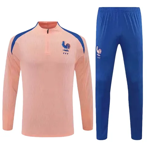 2526 season France Half zip training suit set - Pink Half-Zip Set