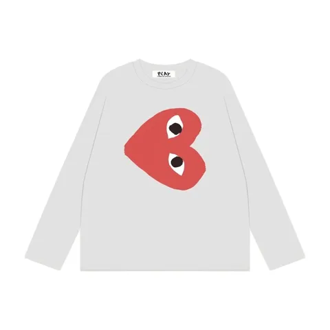 CDG Play Long Tee - White Big Heart