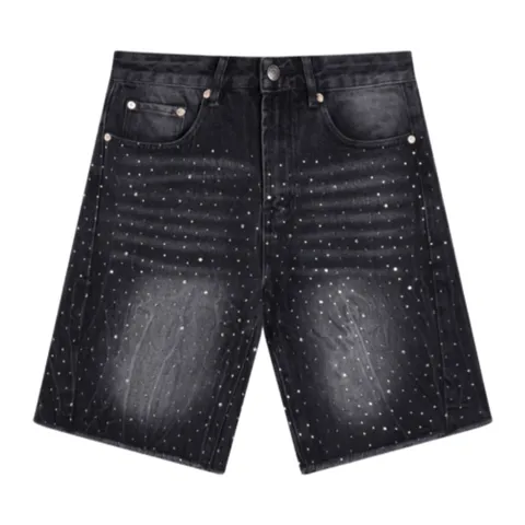 Gallery Dept Shorts - Black Rhinestone Denim
