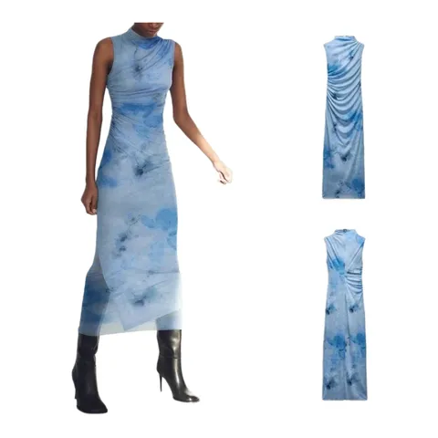 Zara Dress - Blue Tie-Dye Midi