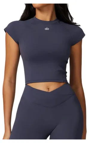Alo Tee - Navy Cropped