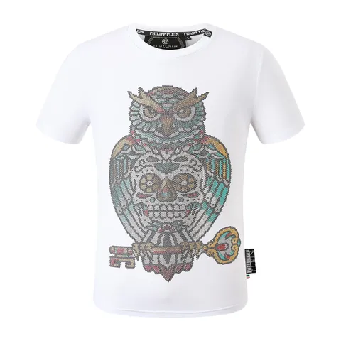 PP Tee - White Rhinestone Owl