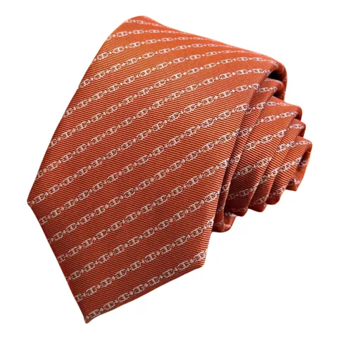 Hermes Tie - Orange Chain Tie
