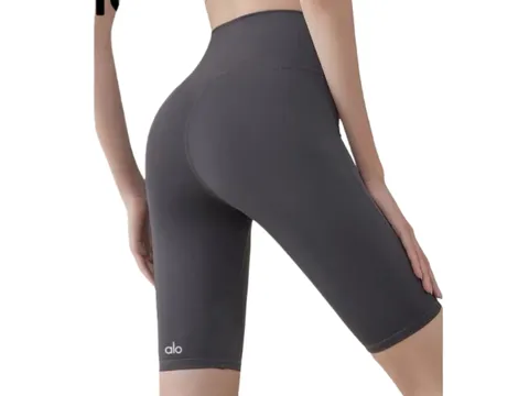 Alo Short - Charcoal Biker, High-Waist