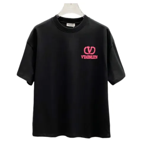 Valentino Tee - Black Pink Logo