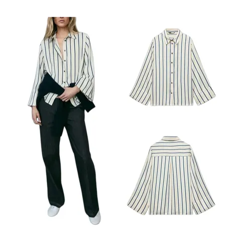 Zara Shirt - Green Stripe Wide Sleeve