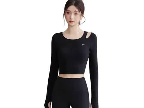 Alo Long Tee - Black Cut-Out Crop