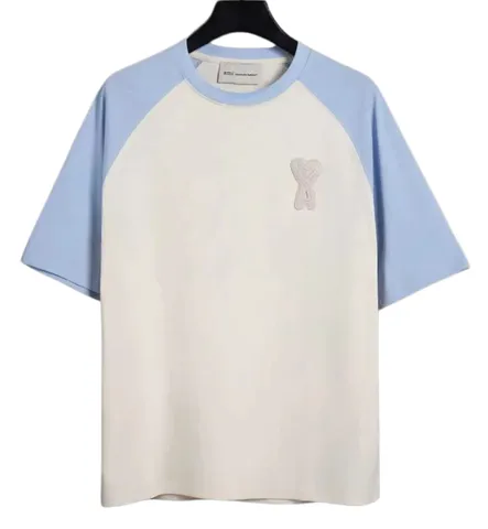 Ami Tee - Cream & Blue Raglan