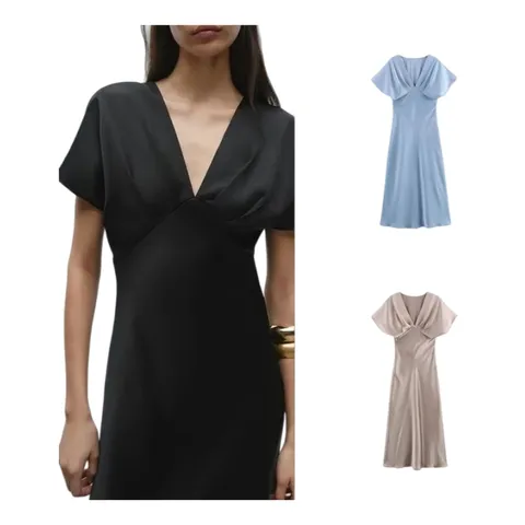 Zara Dress - V-Neck Midi Multi-Colour