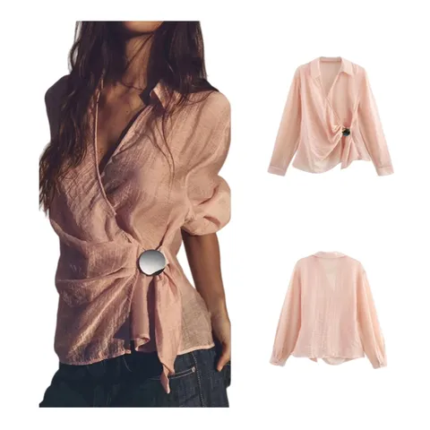 Zara Shirt - Pink Twist Front
