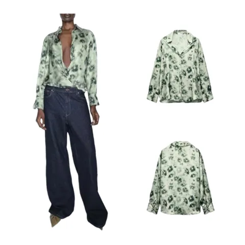 Zara Shirt - Green Leaf Print