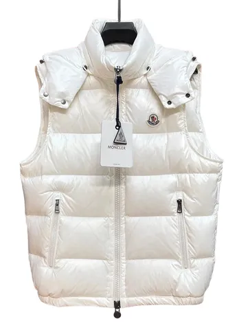 Moncler Vest - White Glossy Hooded