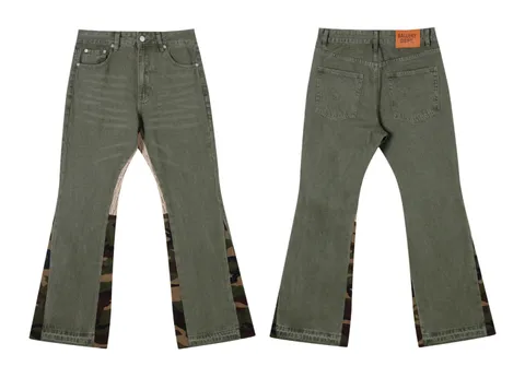Gallery Dept Jeans - Olive Camo Panel Flare