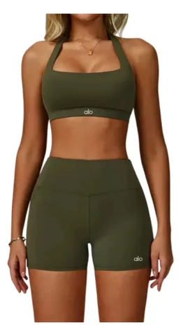 Alo Set - Olive Bra & Shorts