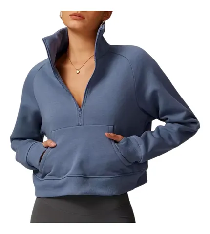 Alo Hoodie - Slate Blue Half-Zip