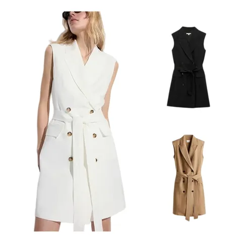 Zara Dress - Belted Blazer Mini Multi-Colour