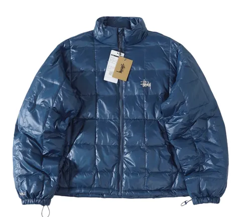 Stussy Down Jacket - Blue Glossy Puffer