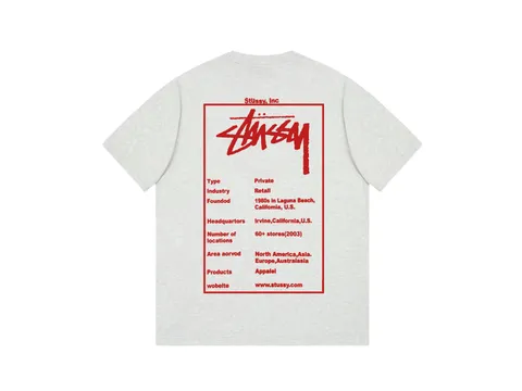 Stussy Tee - Grey Red Text