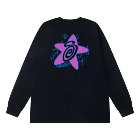 Stussy Long Tee - Black Purple Star