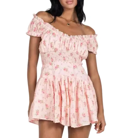 Princess Polly Dress - Pink Floral Puff Sleeve
