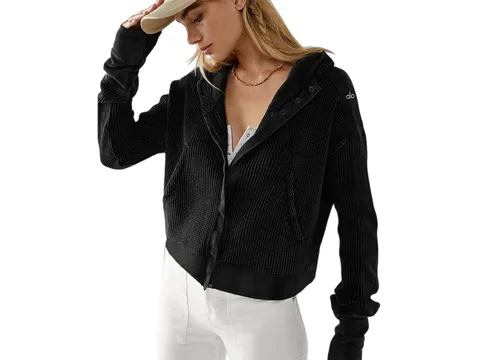 Alo Coat - Black Cropped Zip