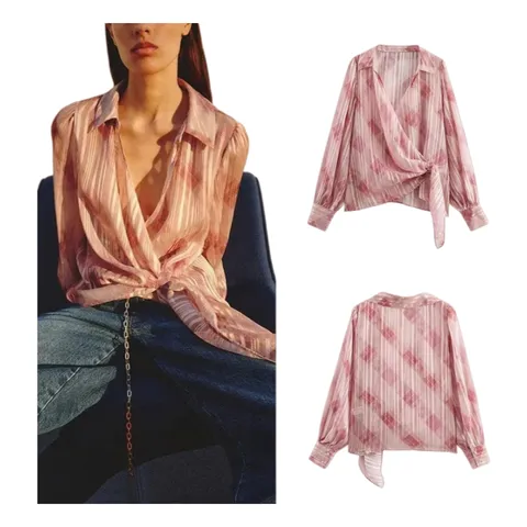 Zara Shirt - Pink Plaid Wrap