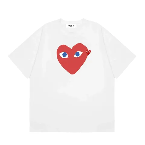 CDG Play Tee - White Blue-Eye Heart