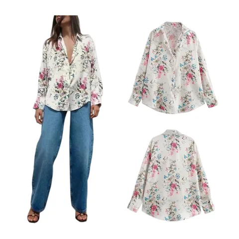 Zara Shirt - Floral Print, Satin
