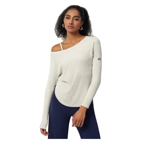 Alo Long Tee - White Off-Shoulder