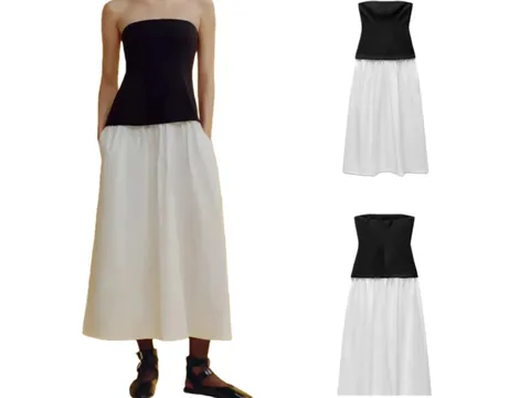 Zara Dress - Black & White Strapless Maxi