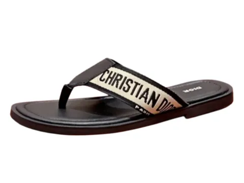 Dior Slippers - Brown Logo Flip Flop