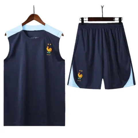 2425 France Training clothes suit vest Fan version - Navy Vest & Shorts