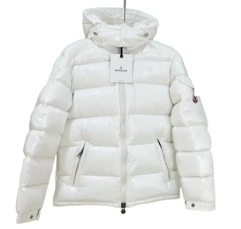 Moncler Quilted Jacket - White Glossy Hooded