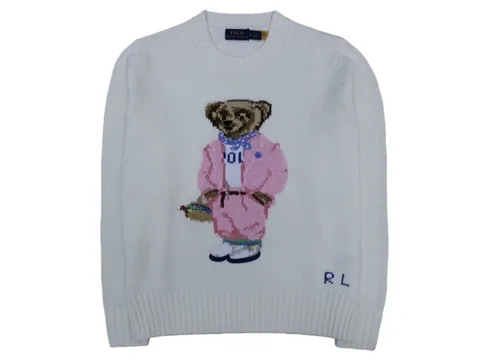 Ralph Lauren Polo Bear - White Pink Bear Knit