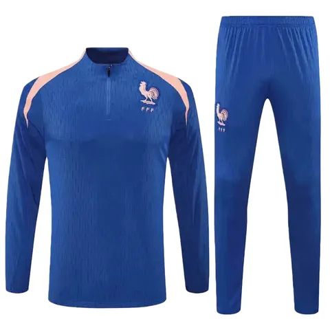 2526 season France Half zip training suit set - Blue Half-Zip Set